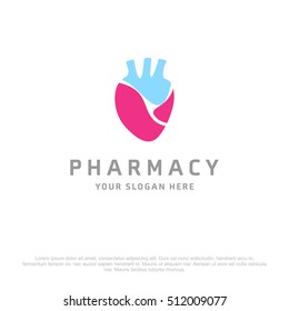 Heart vector logo for Pharmacy on a white background