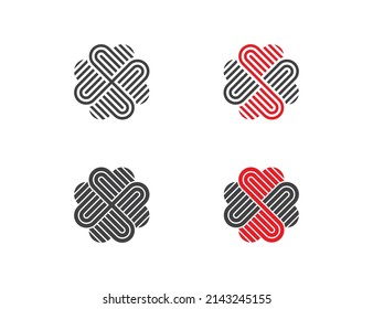 Heart vector logo set. Heart Flower Logo sign icon symbol Design. Vector illustration template