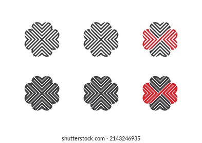 Heart vector logo set. Heart Flower Logo Concept sign symbol Design. Vector illustration template