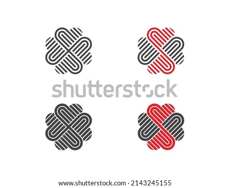 Heart vector logo set. Heart Flower Logo sign icon symbol Design. Vector illustration template