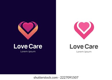 Heart vector logo symbol. Valentines day ribbon icon design. Abstract line medical health logo icon design