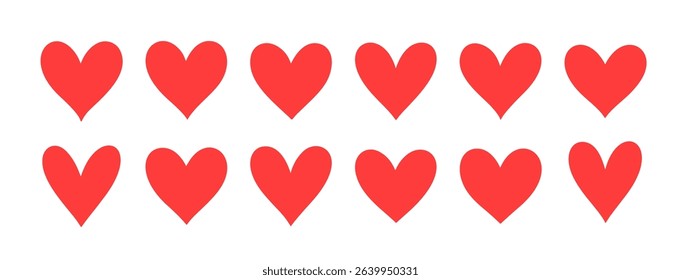 Heart vector love shape cute icon symbol set. Heart background health valentine decoration set