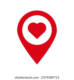 Heart vector map pin love pointer location symbol