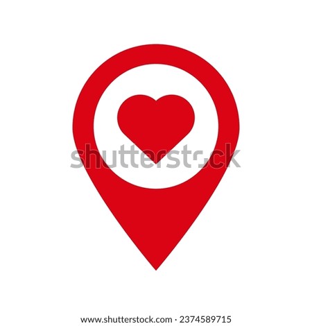 Heart vector map pin love pointer location symbol