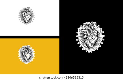heart vector outline flat design