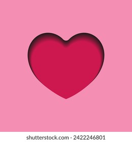 Heart vector paper cut red crimson heart with shades logo vector