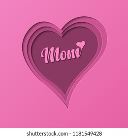 Heart Vector Pink Background. Paper Cut Out style