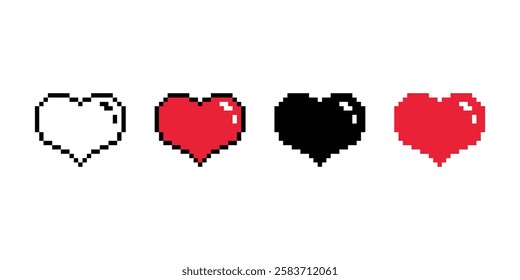 heart vector pixels valentine icon logo symbol cartoon character doodle illustration symbol clip art red isolated