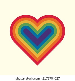 Heart vector poster template in pride rainbow colors. lgbt illustration for print, web, sublimation, etc.