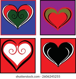 heart vector, romantic heart illustration,