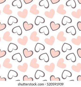 Heart Vector Seamless Pattern. Backdrop for Boys Girls Ladies textiles wrapping paper. Banner, Greeting Card, Valentines cards, Postcard, Packaging, Textile Print