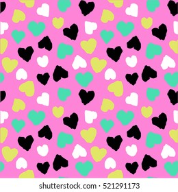 Heart Vector Seamless Pattern. Backdrop for Boys Girls Ladies textiles wrapping paper. Banner, Greeting Card, Valentines cards, Postcard, Packaging, Textile Print