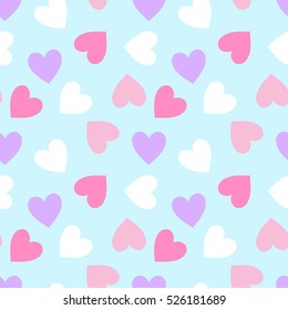 Heart Vector Seamless Pattern. Backdrop for Boys Girls Ladies textiles wrapping paper. Banner, Greeting Card, Valentines cards, Postcard, Packaging, Textile Print