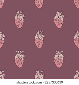 Heart vector seamless pattern. Cute repeat background for textile, design, fabric, cover etc.	