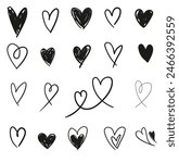 Heart vector. Set Hand drawn ink Hearts Isolated On White background vector