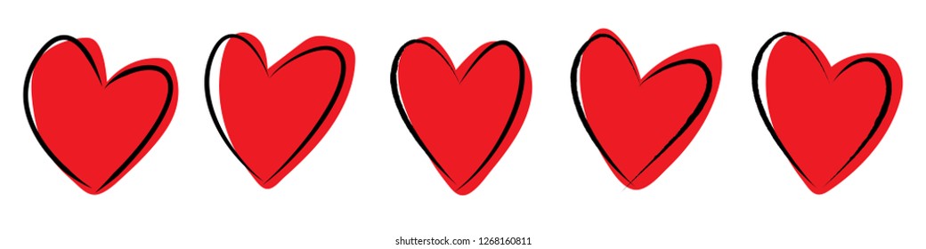 Heart Vector Set Hand drawn Designed.