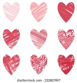 heart vector set handraw 9 styles