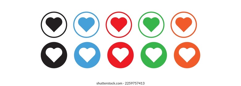 Heart vector set. Hearts in different colors vector design template