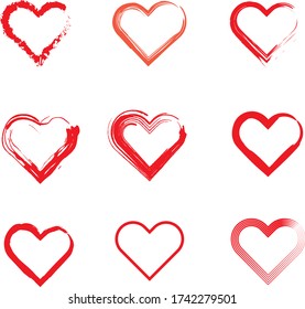Herzvektorset für Liebe und Herzvektortag oder -banner