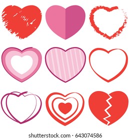 heart vector set for love and hart vector day or banner