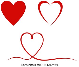 Vector de corazón establecido en rojo. Fondo blanco aislado.
Colección de ilustración de Abstract Heart en diferentes diseños.