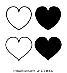 Heart vector set, Heart shape vector set, Love symbols on Valentines day, Heart collection on white background vector illustration