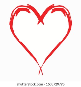 Heart vector shape frame red brush hand drawn 