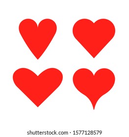 Heart vector shape love icon. Red heart set isolated abstract graphic collection symbol.