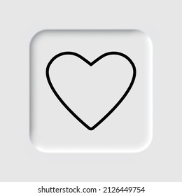 Heart vector simple icon. Flat desing. Neumorphism design.ai