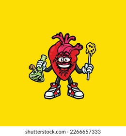 heart vector smoking joint hold nug weed cartoon