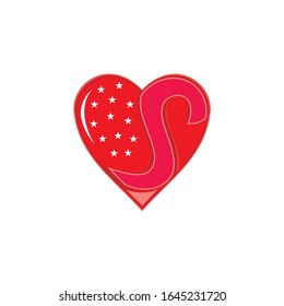 Heart  vector symbol. S letter logo