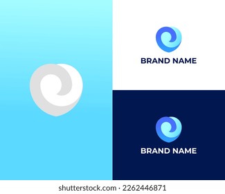 Heart vector symbol. Valentine day ribbon logotype