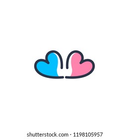 Heart vector symbol. Valentines day ribbon logotype. Abstract line medical health logo icon design.