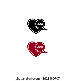 Heart vector symbol. Valentines day ribbon logotype. Abstract line chat logo icon design.