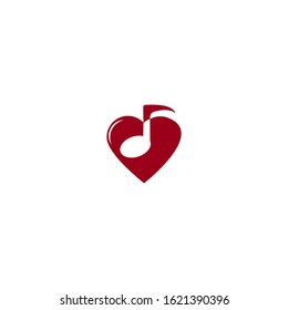 Heart vector symbol. Valentines day ribbon logotype. Music Logo Template Design