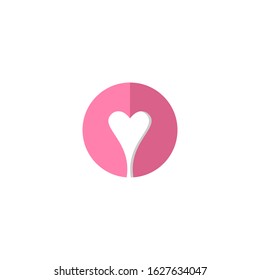 Heart vector symbol. Valentines day ribbon logotype. Abstract line medical health logo icon design.