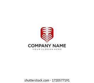 Heart vector symbol. Valentines day ribbon logotype. Abstract line medical health logo icon design.