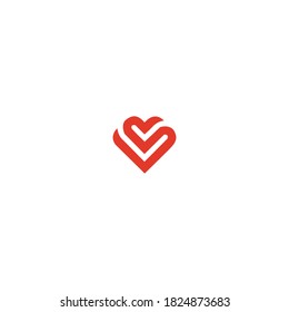 Heart vector symbol. Valentines day ribbon logotype. Abstract line medical health logo icon design.vector illustration