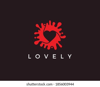 Heart vector symbol. Valentines day ribbon logotype. Abstract line medical health logo icon design.