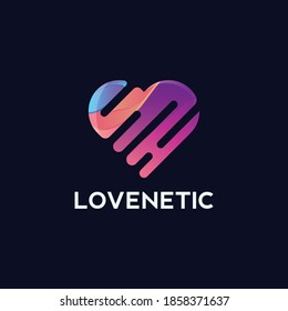 Heart vector symbol. Valentine's day ribbon logotype.