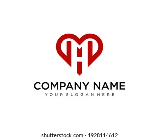 Símbolo vector del corazón. Logotipo de la cinta de San Valentín. Resumen de la línea de diseño de iconos de logotipo de salud médica.