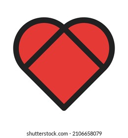Heart vector symbol for Valentines Day illustration, outline heart shape icon.