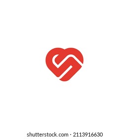 Heart vector symbol. Valentines day ribbon logotype. Abstract line logo icon design