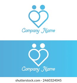 Heart vector symbol. Valentines day ribbon logotype. Abstract line medical health logo icon design.