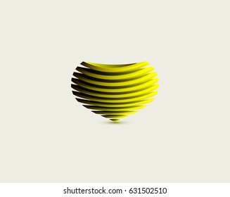 Heart vector symbol. Valentines day ribbon logotype. Abstract line medical health logo icon design