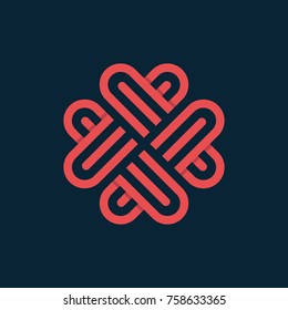 Heart vector symbol. Valentines day ribbon logotype. Abstract line medical health logo icon design. Cardiology Medical Health care Logotype concept icon.