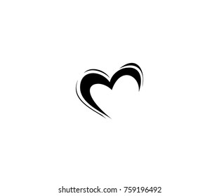 Heart vector symbol. Valentines day ribbon logotype.