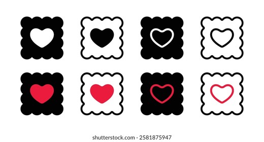heart vector valentine icon square cracker logo symbol cartoon character doodle illustration symbol clip art isolated