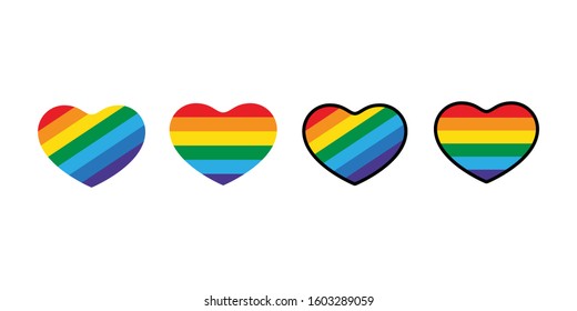 heart vector valentine rainbow Pride icon cartoon LGBT symbol logo character illustration design