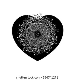 The heart vector. Valentine's day. A symbol of love. Grunge texture. Ornate pattern. Valentine. Wedding. symbol. Florid. Beautiful. Attractive. Cute